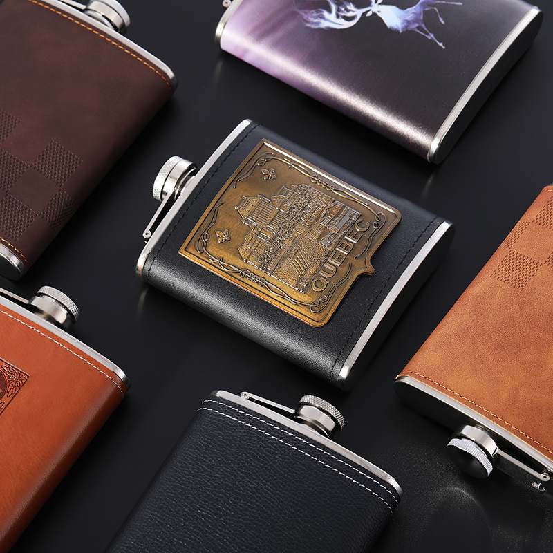 Cross-border wholesale stainless steel wine pot foreskin 8 oz exquisite stainless steel wine bottle portable outdoor small wine pot