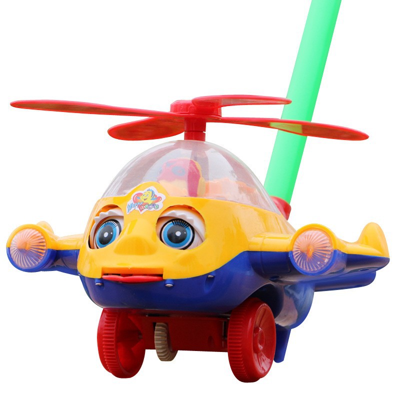 Children's Hand Push Toddler Plane Toy Push Wheel Unicycle Animal Push Push Music with Ring Bells Stall Kindergarten Activities