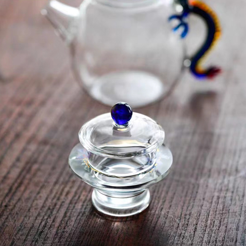 Butterfly Crystal Glass Lid High End Cover Bracer Creative Tea Ceremony Ornaments Tea Pot Lid Bowl Lid Tea Set Accessories