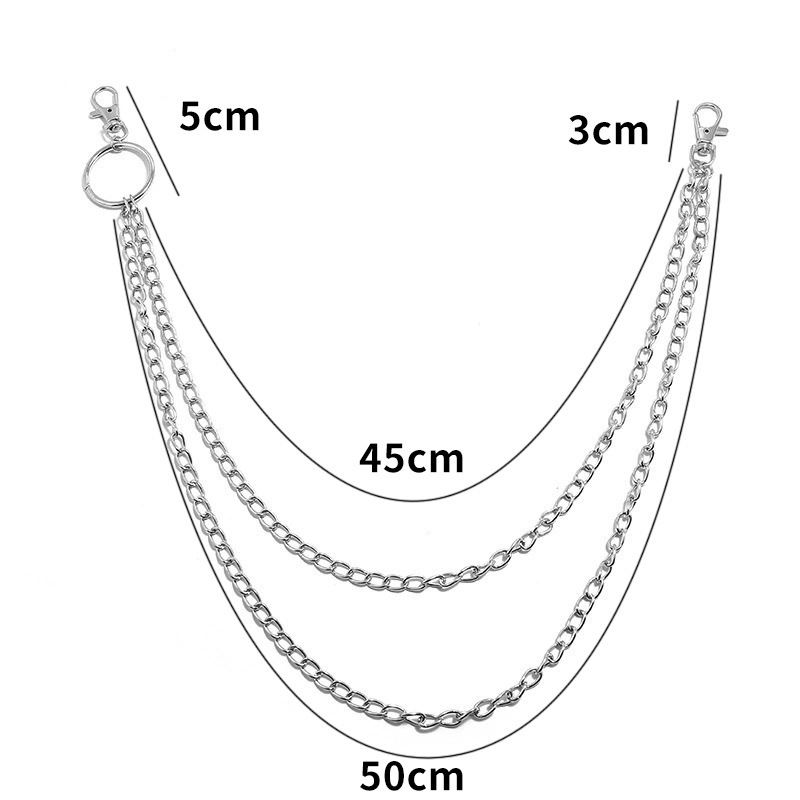 European and American Cross-border Hip Hop Punk Fashion Metal Waist Chain Personalized Popular Multi-layer Denim Pants Chain Korean Style Ins