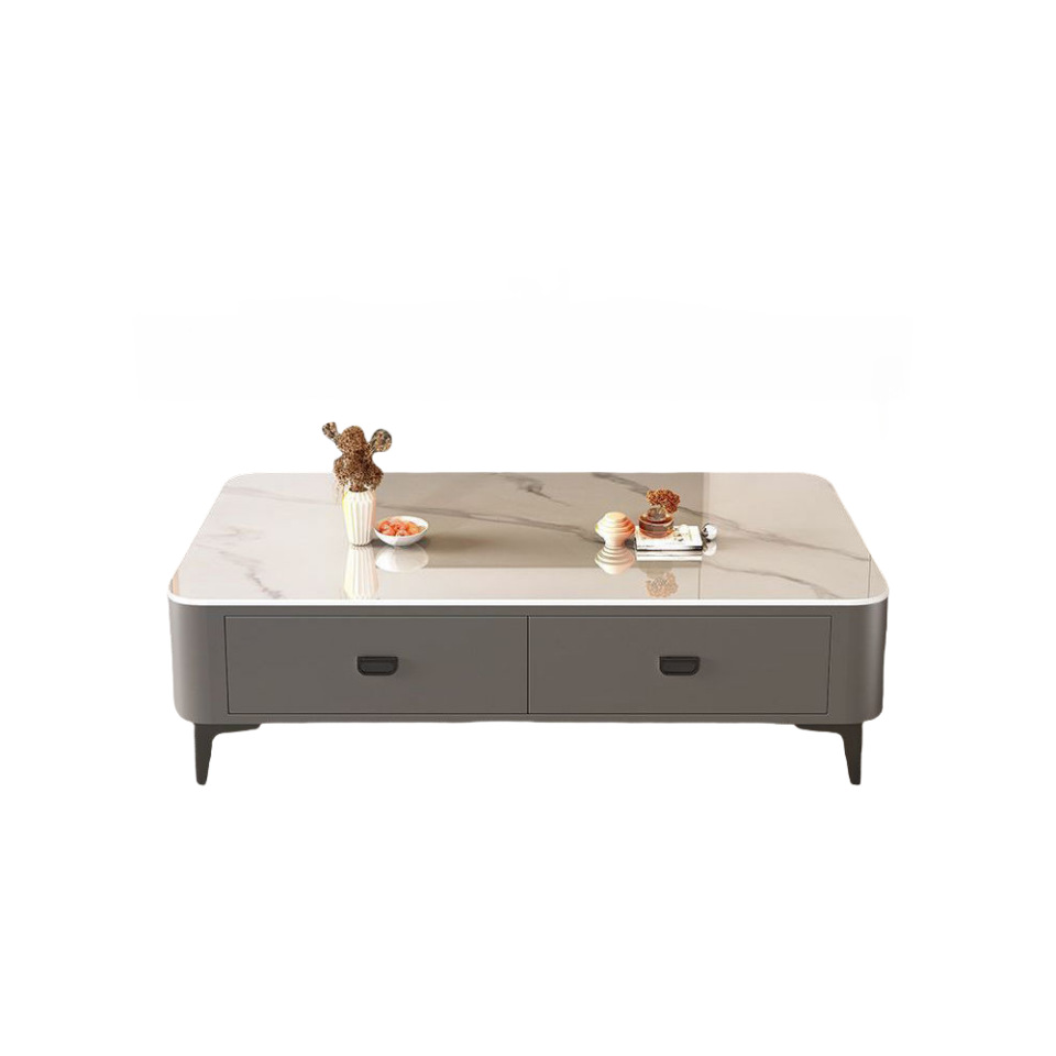 TV Cabinet Coffee Table Combination Living Room Household Small Apartment Soft Bag Coffee Table Floor Simple Tempered Glass Coffee Table