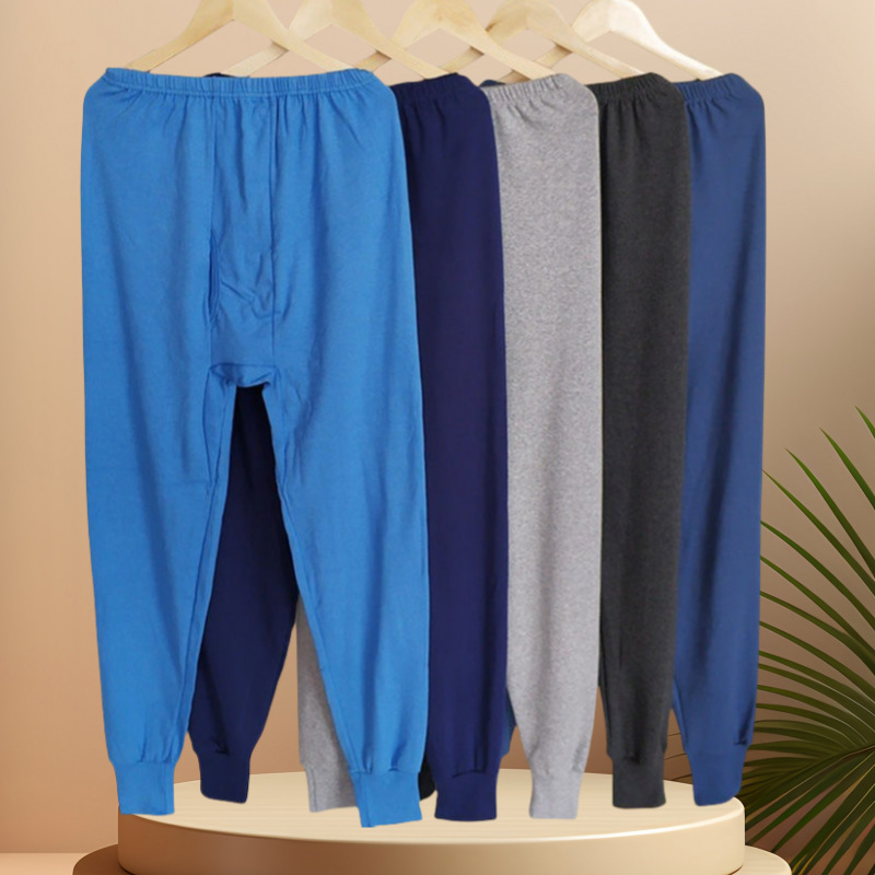 Middle-aged and elderly men's thickened fleece-lined long johns loose plus size velvet pants for the elderly men's one-piece brushed brushed long johns