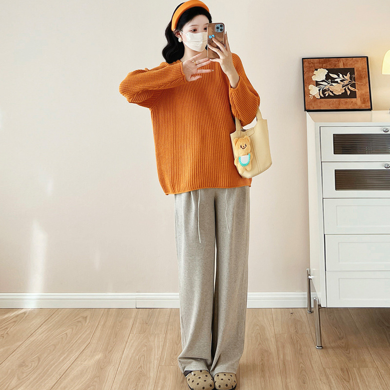Pregnant Women's Autumn and Winter New Korean Style Fashion All-match Loose Slimming Sweet Age-reducing Sweater Sweater Trendy Pregnant Women's Wear