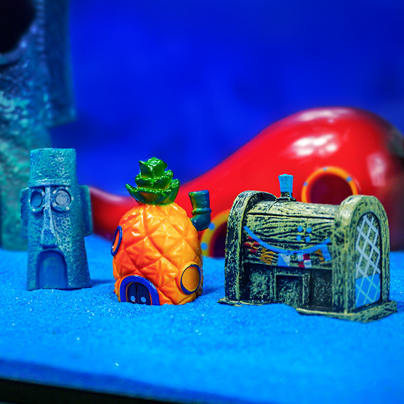 Fish Tank Landscaping Pineapple House Shelter Tank Spongebob Package Fish Tank Decoration Package Ornaments Fish Tank Ornaments Resistant to Falling
