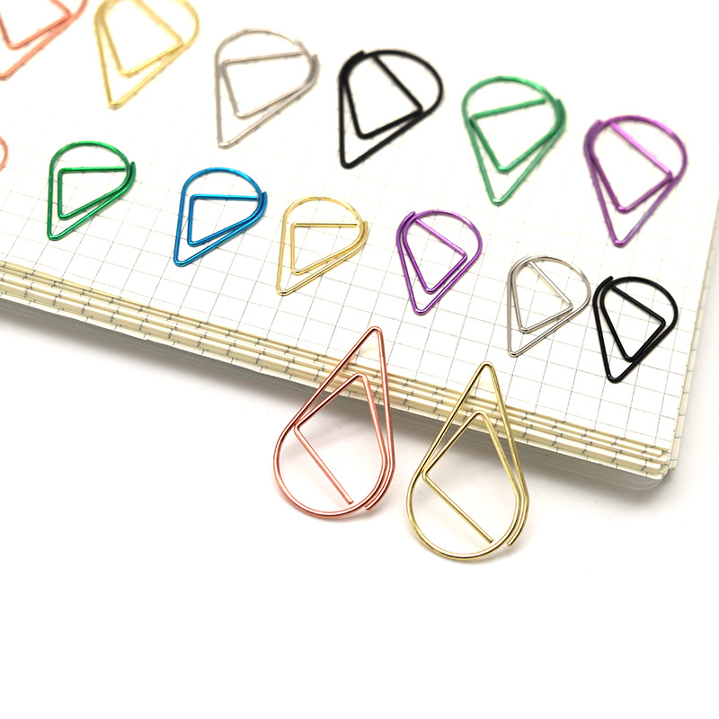 Cute Water Drops Paper Clip Office Supplies Creative Return Needle Return Needle Bookmark Golden Paper Clip