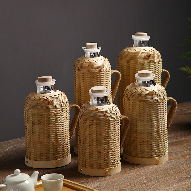Бутылка для горячей воды, плетеная из бамбука, ручная работа, для офиса