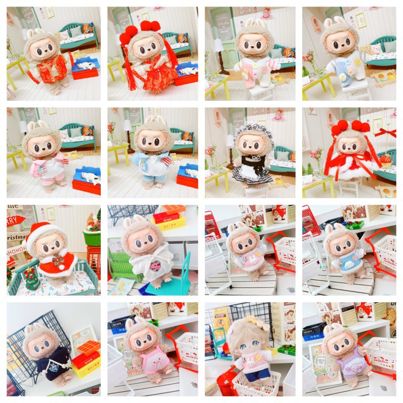 [Только одежда] Одежда для кукол Labubu, 17см, теплое макаронное виниловое лицо, замена одежды для малышей Labubu