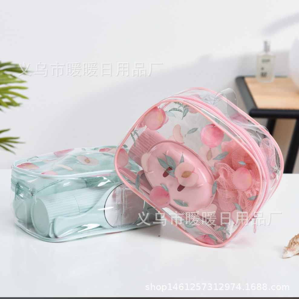 Косметичка с сердечками, прозрачная, для туалетных принадлежностей