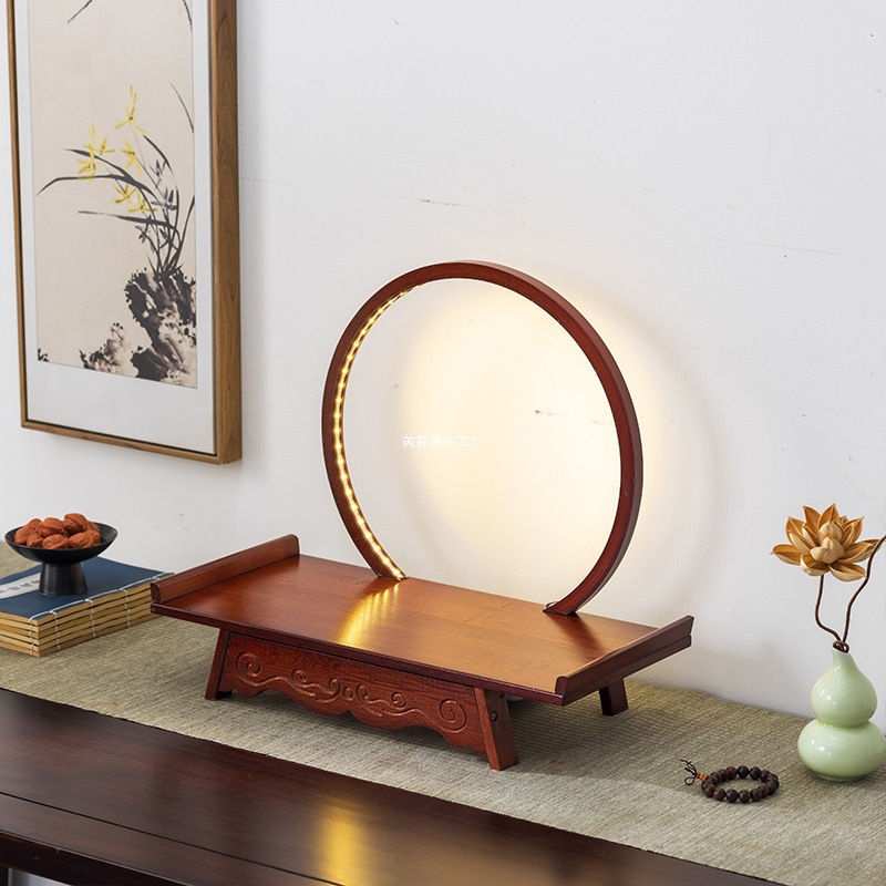 Mini Altar for Buddhist Shrine with Guanyin Statue and Incense Stand Base