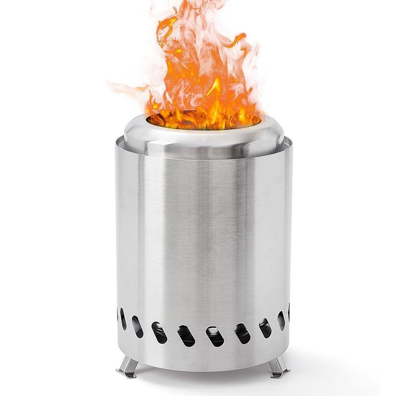 Портативная дровяная плита из нержавеющей стали, многофункциональная, бездымная