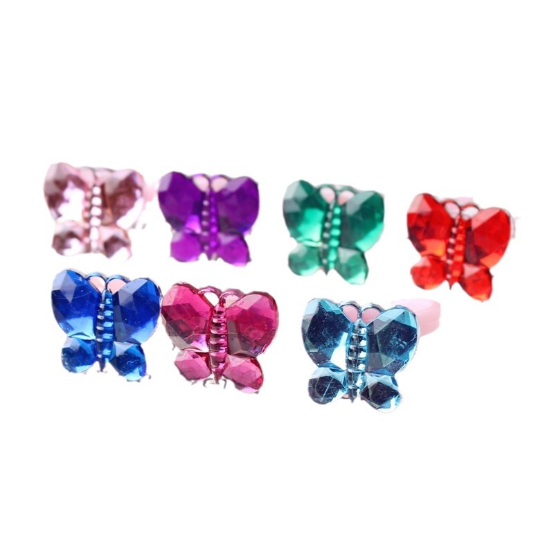 Kindergarten cute fruit shiny gem resin children's ring sweet flower bracelet cross-border little girl ring