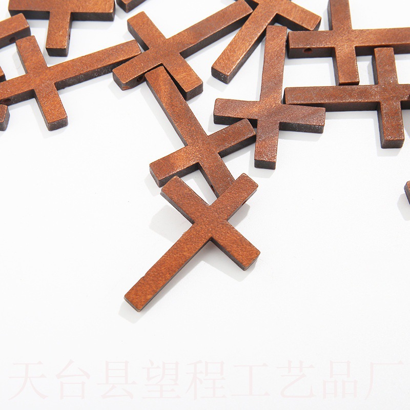 Factory direct 4*3cm wood cross solid wood pendant crafts wooden cross DIY jewelry project