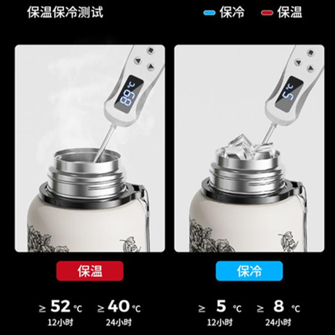 [cup lid can drink water] peony huayu 316 stainless steel autumn and winter thermos cup outdoor portable tea cup