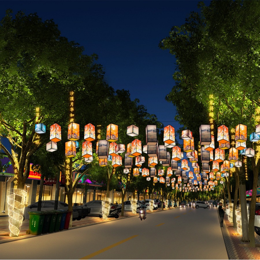 Город Чифэн, провинция Внутренняя Монголия, XXX коммерческая улица, дизайн фестивального освещения, квалификация дизайна освещения, ландшафтное освещение