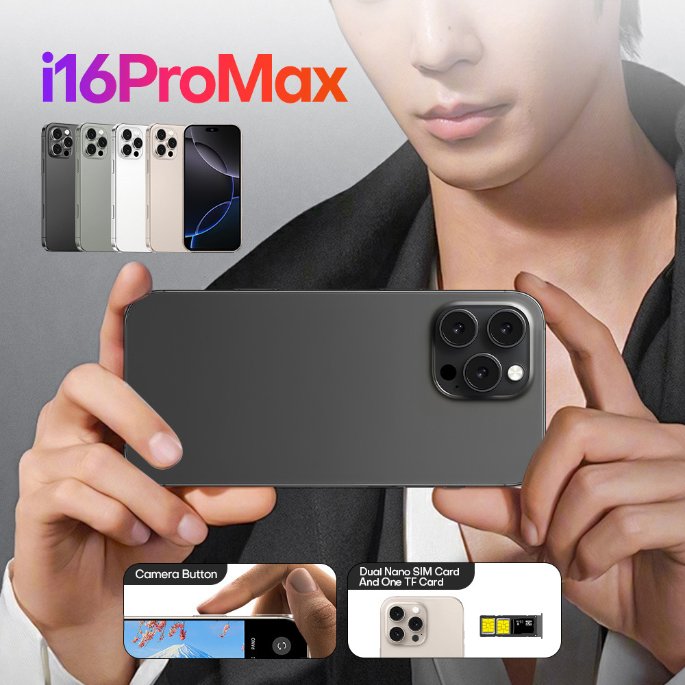 New I16 Pro Max4+64G Cross-Border Mobile Phone Camera Key 6.73inch Android 10 Global Version Universal Rubber Sleeve