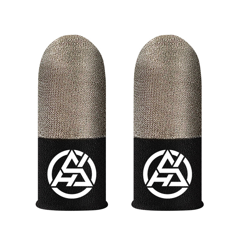 Popular Dual-Color Gaming Finger Sleeves with Silver Fiber, Sensitive and Luminous, Breathable Ice Silk Finger Sleeves for Mobile Games