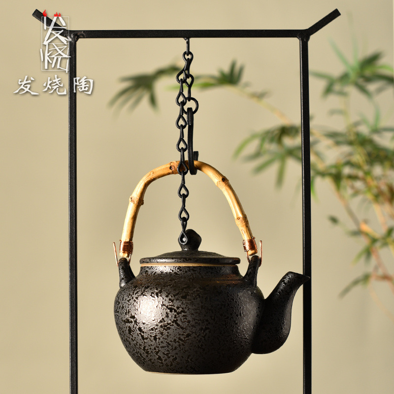 Fever Pottery Encircled Stove Tea Cooking Utensils Complete Set of Cast Iron Cooling Art Hook Carbon Stove Water Boiling and Beam-lifting Pot Household Courtyard Heating