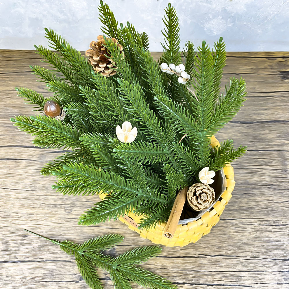 Simulation three-dimensional five-pronged pine branch home decoration Christmas tree Christmas rattan wreath accessories manufacturers direct wholesale