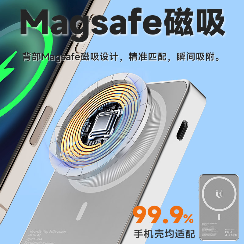 Foreign trade wireless mobile phone self-timer magnetic screen splitter net red live self-timer display mobile phone rear split screen