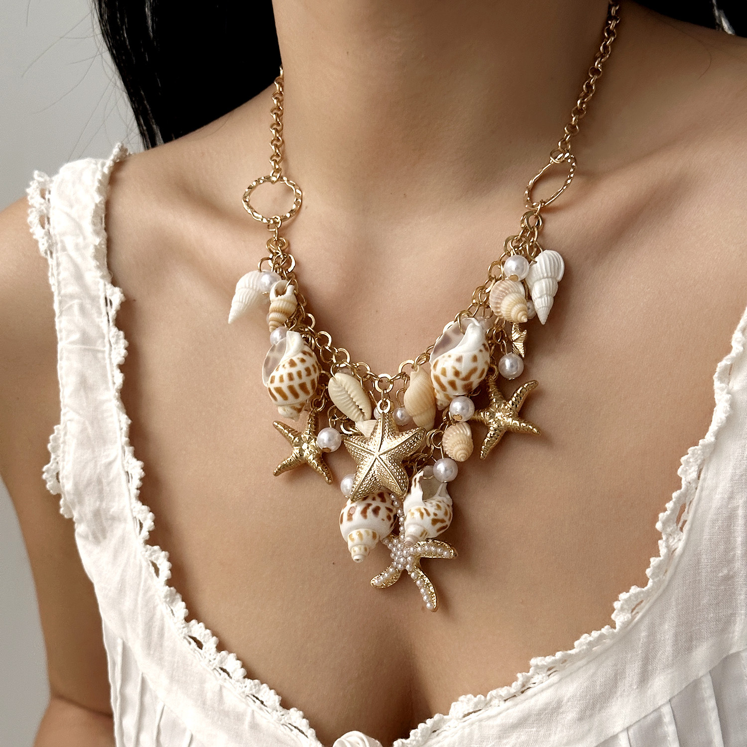 Cross-border New Summer Beach Shell Waist Chain Bohemian Style Seaside Vacation Starfish Conch Pendant Body Chain