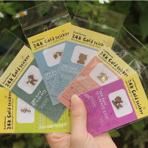 Cartoon 24K gold-plated mobile phone anti-radiation stickers computer stickers concealer stickers three-dimensional mobile phone stickers decorative stickers