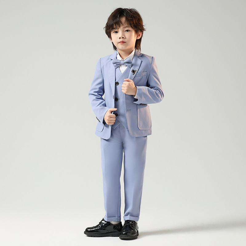 Boys' Suit Dress Autumn and Winter New British Solid Color Small Suit Boys Piano Host Activity Performance suit