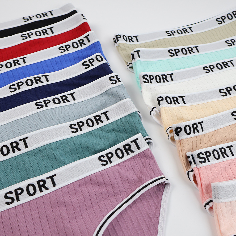 Cross-Border Large Size Underwear Women's Pure Cotton Sports Letter Women's Underwear Briefs Threadedтру Akkaки
