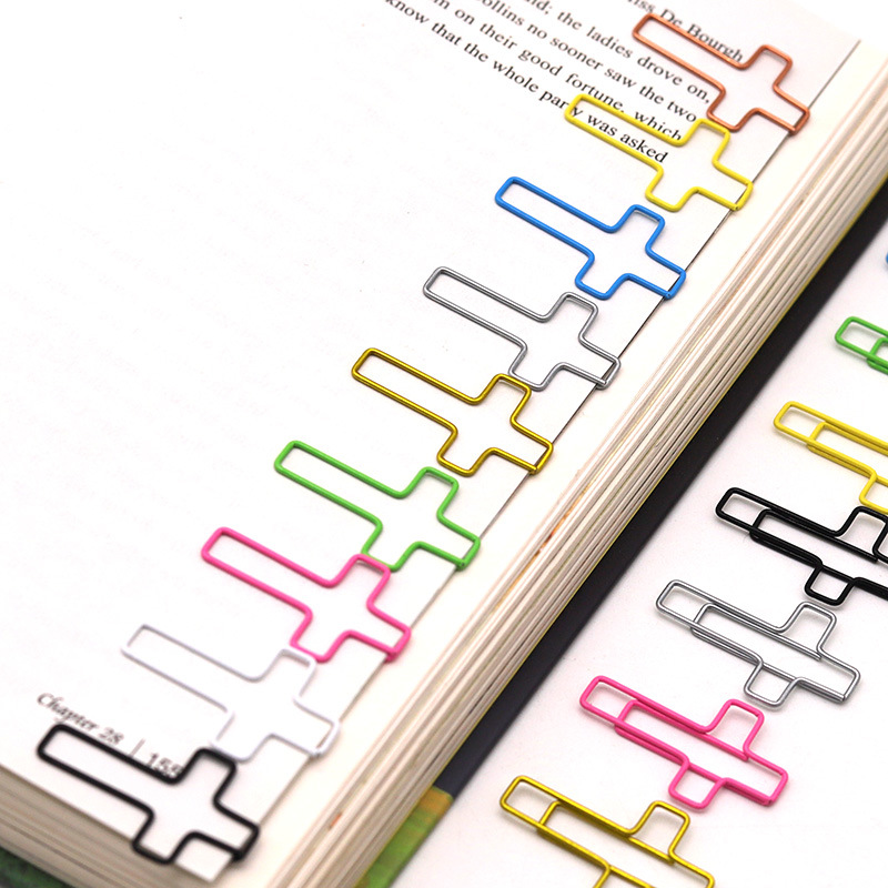 Cross shape paper clip metal color paper clip office stationery information classification folder book examination paper folder