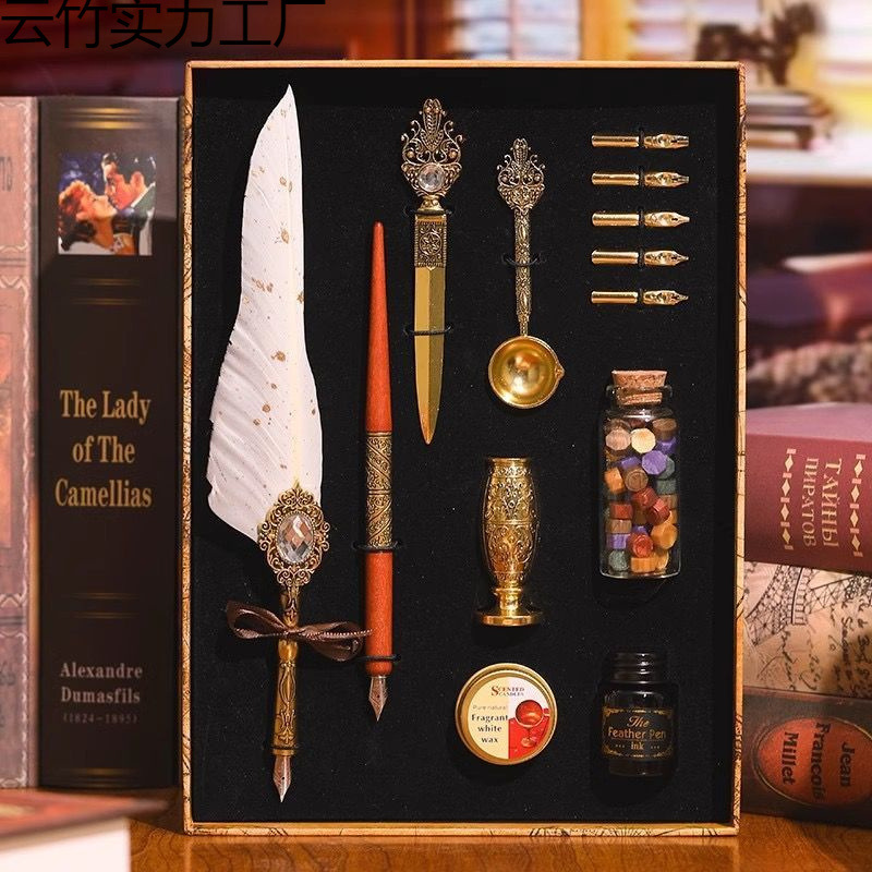 Harry Potter Quill Pen European Retro Magic Gemstone Dip Pen Pen Set Birthday Graduation Gift Gift Box
