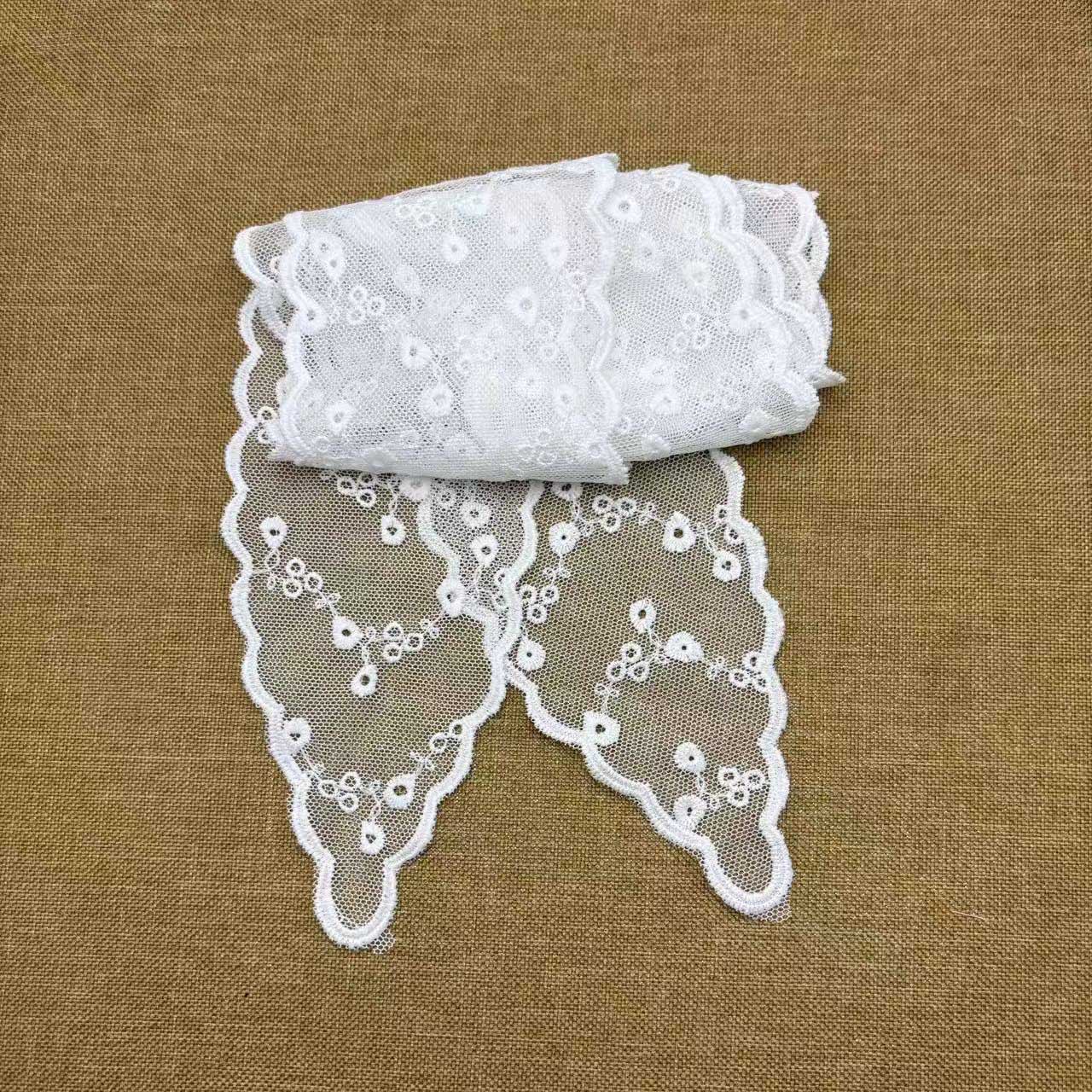 Embroidered Lace Versatile Sweet Style Long Bow Hair Rope Hair Tie Long Gauze Scarf Belt Scarf Factory Wholesale