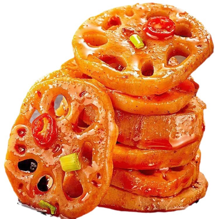 Halogen family lotus root slices black duck crispy lotus root spicy marinated lotus root open bag ready-to-eat snack snacks snack wholesale