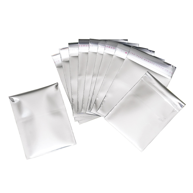 Aluminum self-sealing bag silver self-adhesive bag blind bag card sleeve self-adhesive bag food packaging bag aluminum foil self-supporting packaging bag
