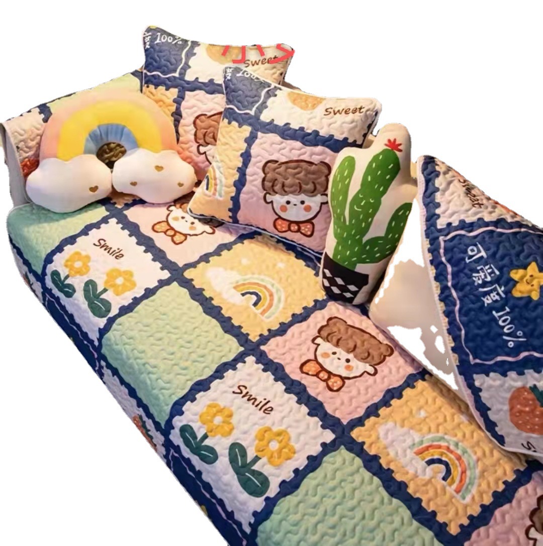 Single shot non-slip four seasons universal sofa cushion cartoon printing network red home sofa towel sofa cover wholesale