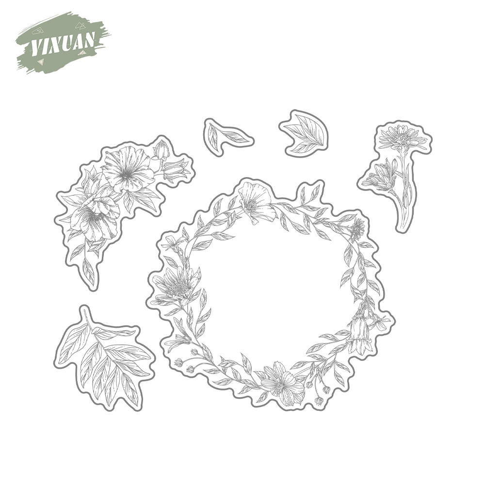 bouquet wreath metal carbon steel knife mould with silicone stamp cutting die embossing etching cutting knife mould