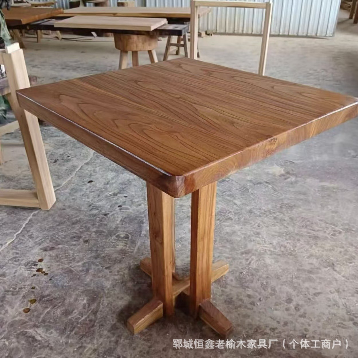 Old Elm Coffee Table Square B&B Hotel Table and Chairs Round Folk Table and Chairs Solid Wood Dining Table Log Table and Chairs