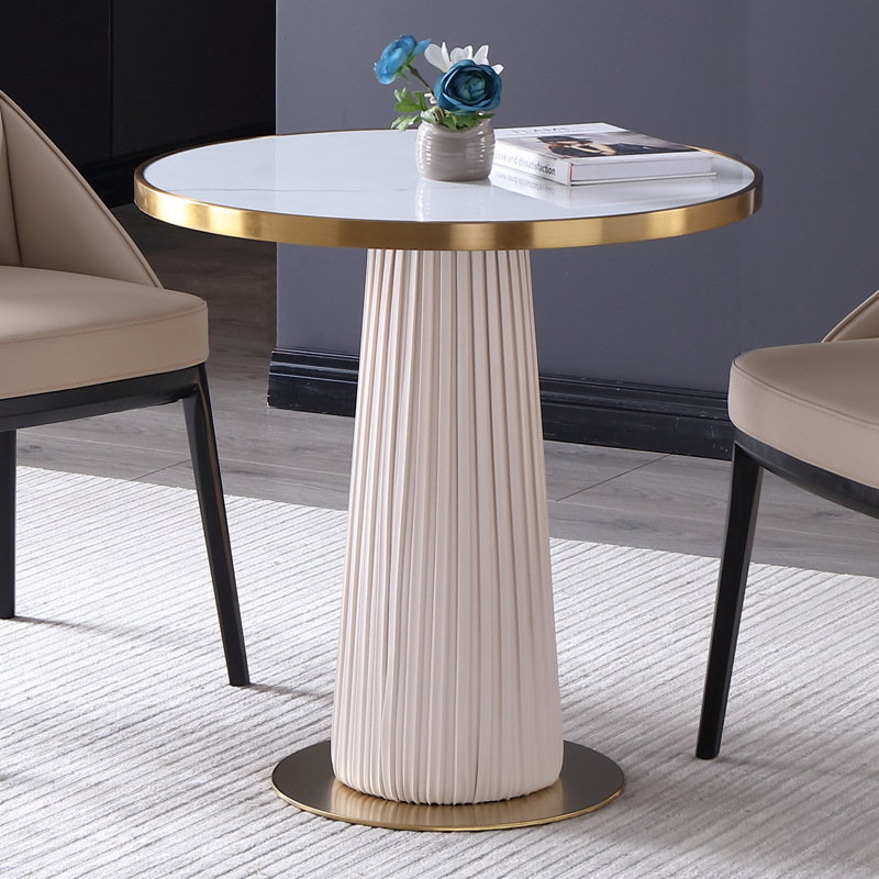 Slate Table, Light Luxury Negotiation Table, Modern Simple Small Round Table, Sales Department Reception Table, Balcony Marble Table