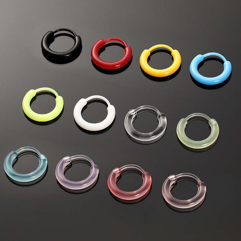 Resin Ear Holes Ear Studs Women's Earrings New Fashionable Color Ring Ear Buckle Korean-style Student All-match Ear Ring Earrings