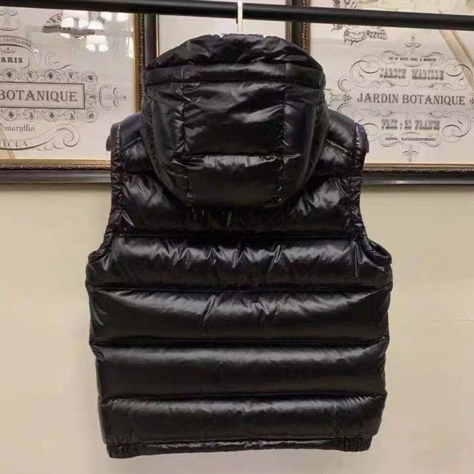 Correct High Version Mengjia 20 Fall/Winter New Logo Maya Black Classic All-Match Hooded Down Vest for Men and Women