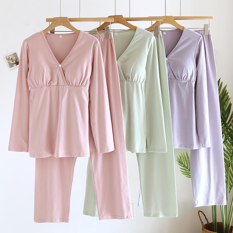 Одежда для послеродового периода из чистого хлопка с подушечками, пижамы для кормления