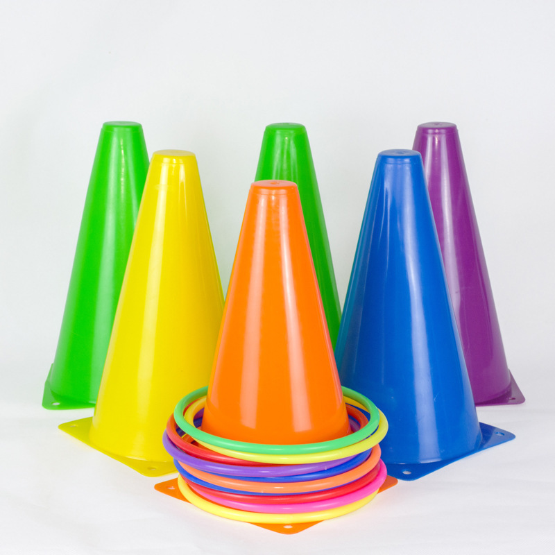 Яркое пластиковое ведро с логотипом, оптовая продажа, оборудование для тренировки на улице, пластиковое кольцо для броска, футбольные тренировки, препятствующее ведро