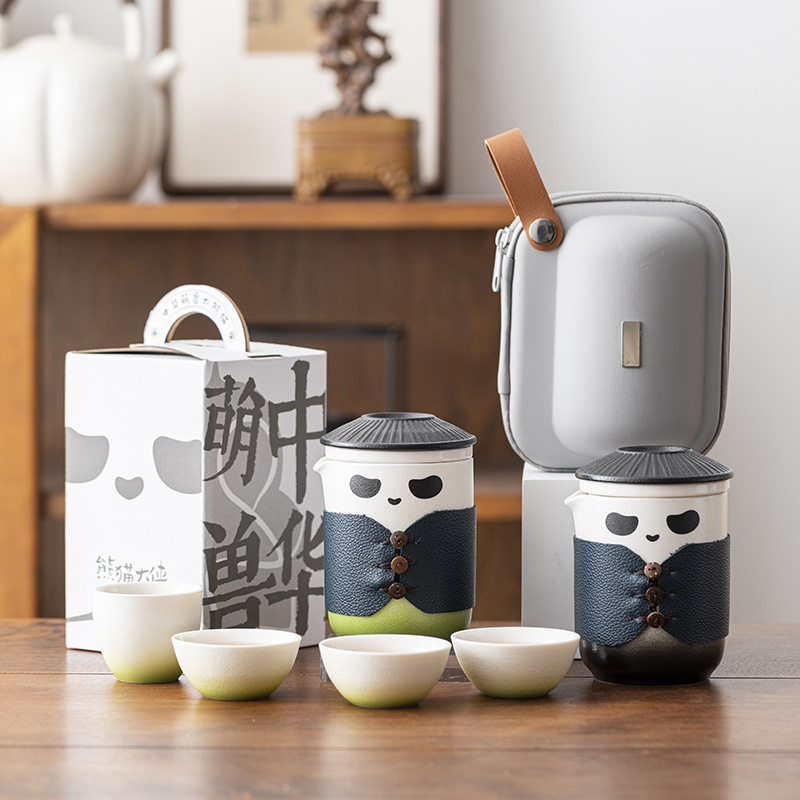 Портативный чайный набор, сумка для хранения, один чайник и четыре чашки