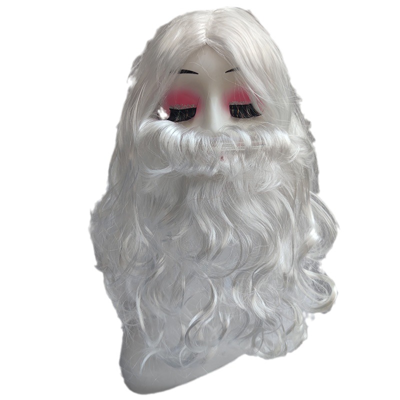 Santa Claus beard Santa Claus performance two-piece beard long curly hair headgear Halloween cos props