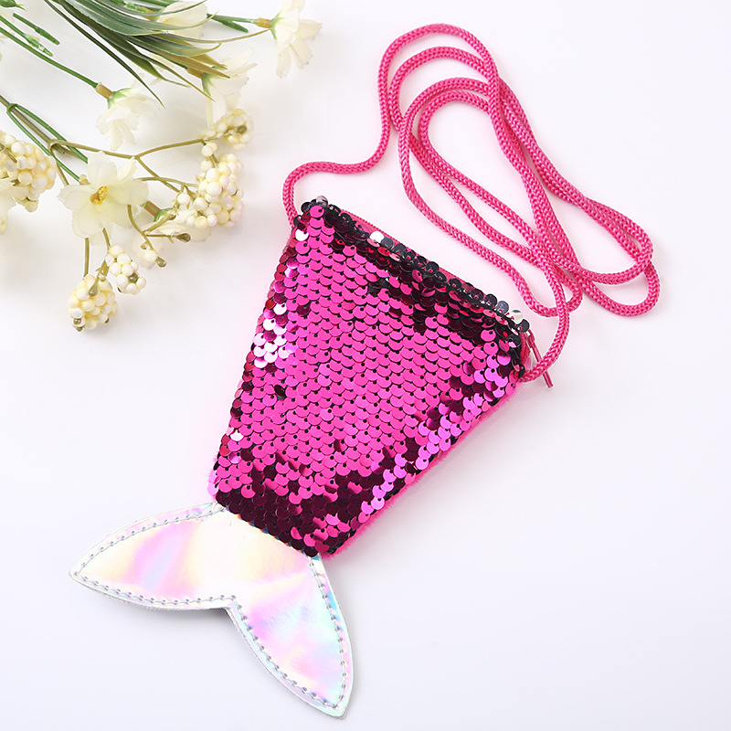 Children's Bag Cute Fashion Mermaid Bag Mini Sequin Girl's Bag Baby's Lightweight Shoulder Crossbody Bag