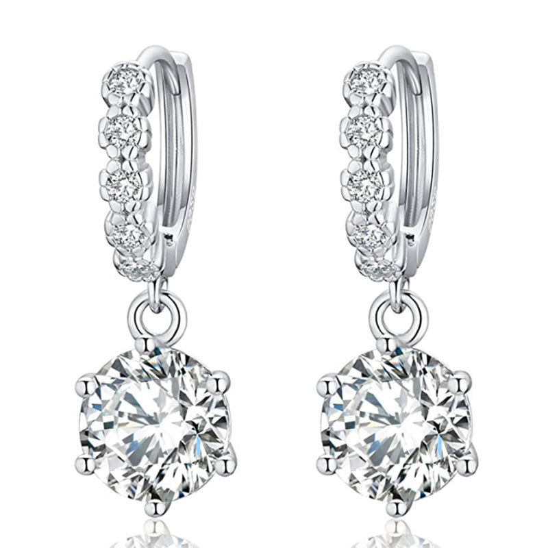 925 sterling silver moissanite earrings simple fashion six claw earrings 18k white gold super flash diamond earrings vvs1 clarity