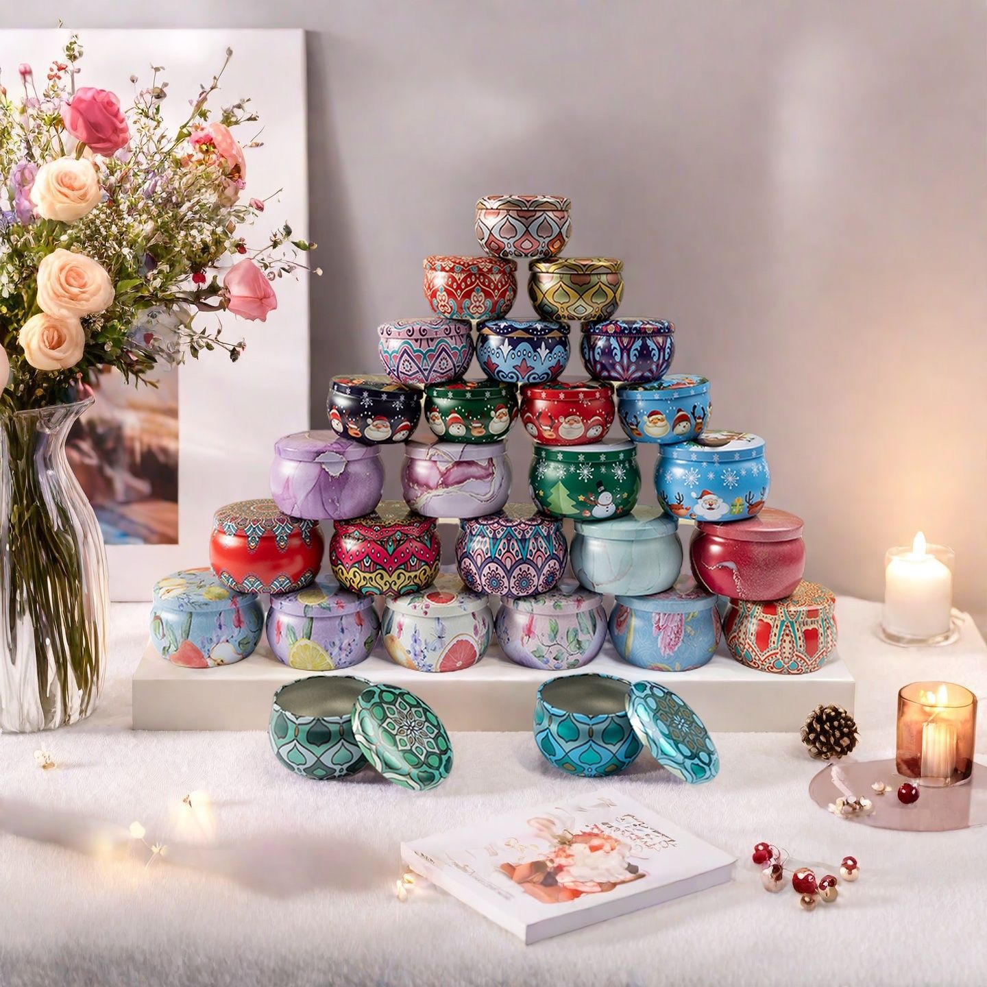 Небольшая партия жестяных банок, упаковка для подарков и ароматерапии