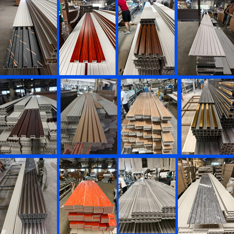 Foreign Trade WPC TV Background Wall Decorative Buckle Plate Plastic Wood Grille Wall Panel Bamboo Wood Grille Panel PVC Grille Wall Panel