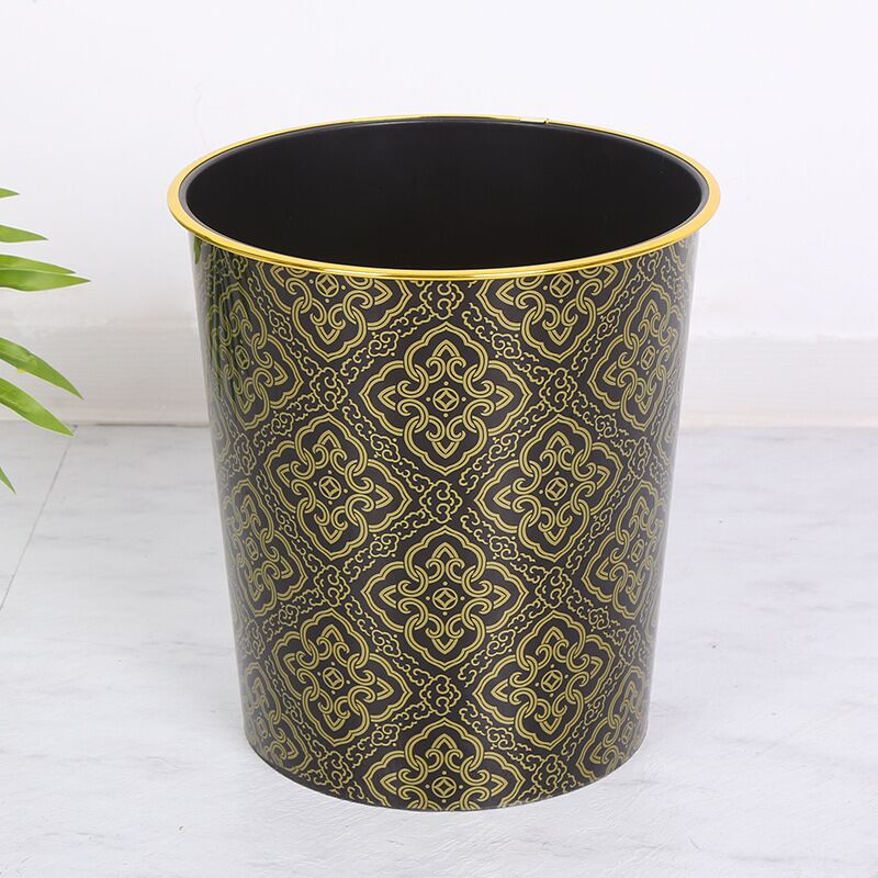 Trash Black Phnom Penh Household Living Room Bedroom Bathroom Office Simple Round Plastic Coverless Trash Basket Manufacturers