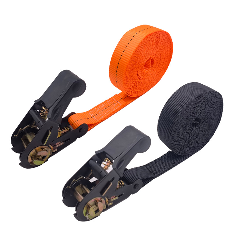 rubber-wrapped tensioner ratchet cargo tightening chain car motorcycle luggage rack fastening belt polyester