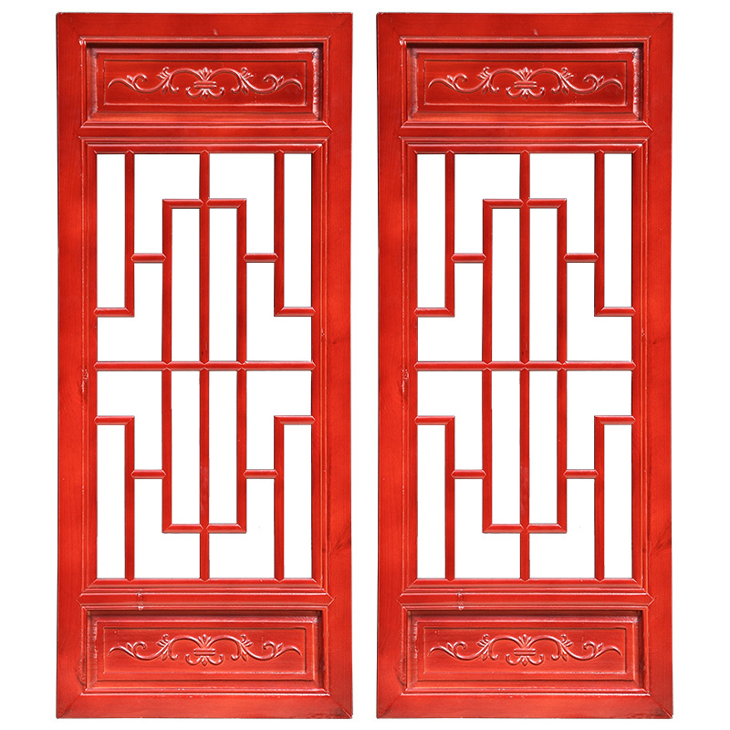 Customized Dongyang Wood Carving Rice Wine Hot Pot Restaurant Chinese-Style Cut Out Solid Wood Lattice Doors and Windows Antique Doors and Windows Retro Wooden Panes
