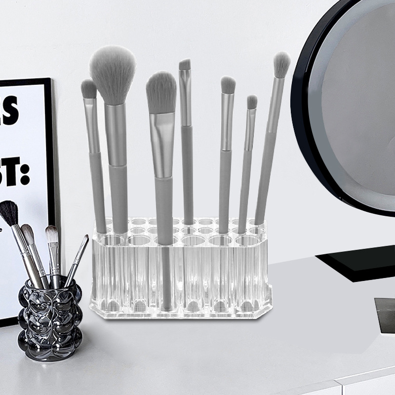 Multifunctional Transparent 26-Hole Makeup Brush Storage Tube Makeup Eyeliner Eyebrow Pencil Holder Acrylic Makeup Brush Storage Box